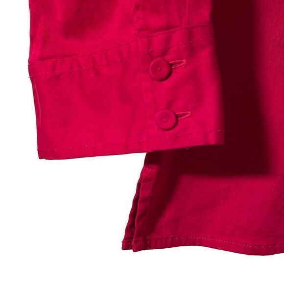 Ann Taylor fitted cotton spandex rich cool red blouse w collar & buttons M - Picture 5 of 15